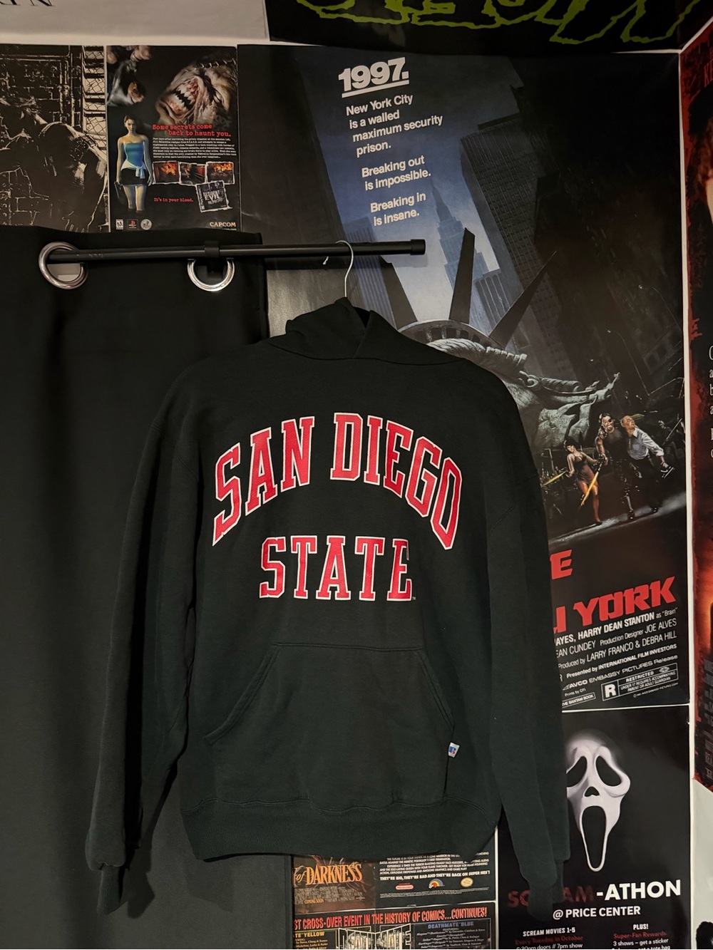 Russell Athletic Black Pullover Hoodie with Red San Diego State Lettering